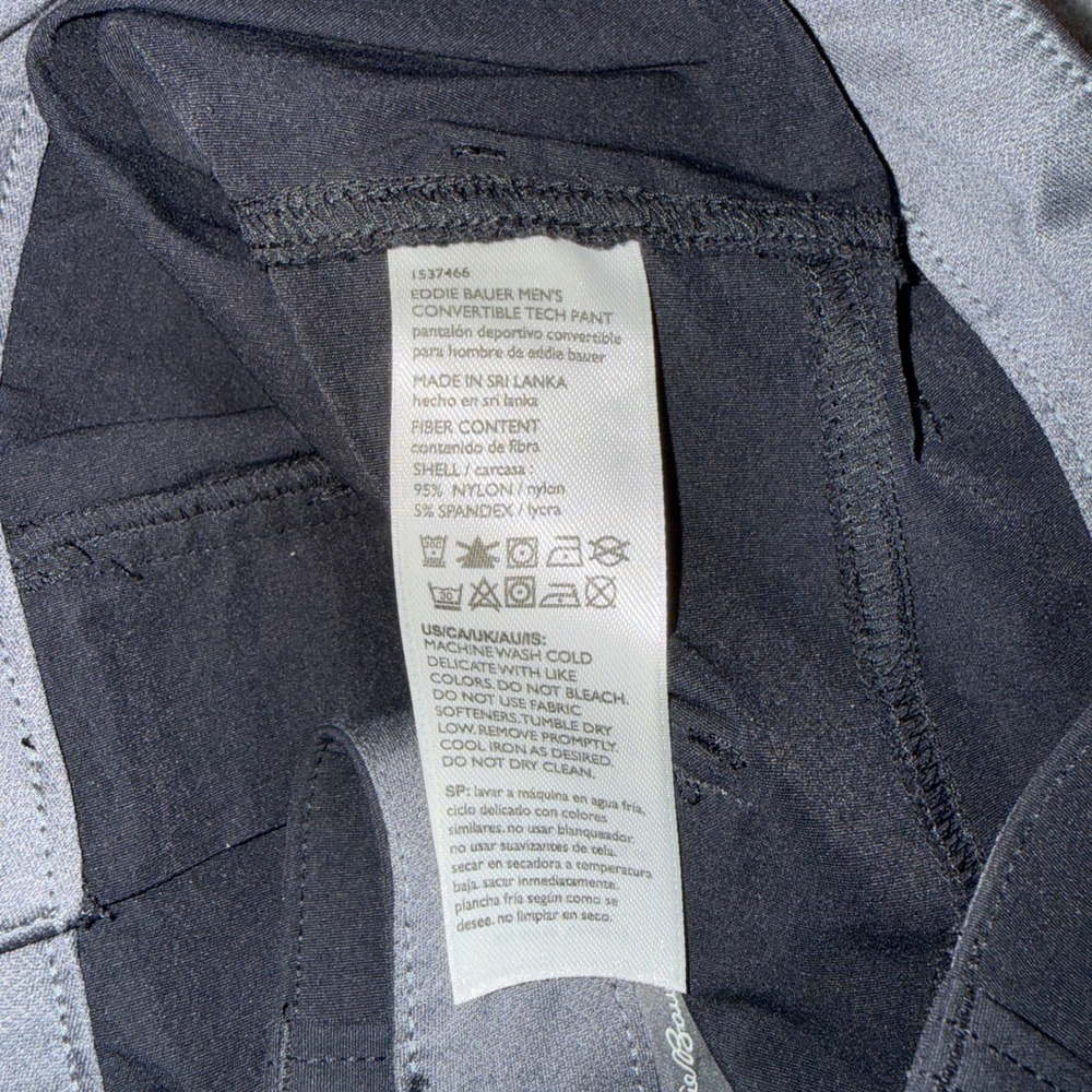 Eddie Bauer‎ Mens Convertible Tech Pants 40x32 Black Hiking Outdoor - Picture 3 of 7